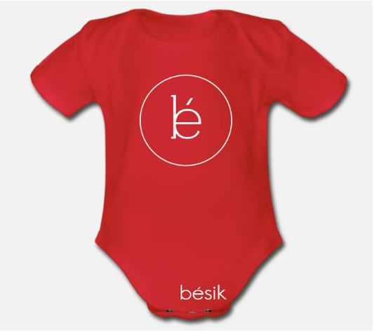 Red w/ White Circle bé Onesie