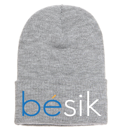 Grey w/ Blue and White bésik beanie