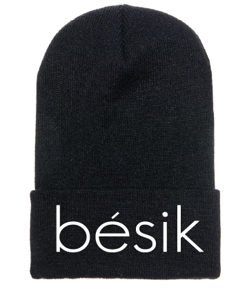 Black w/ White bésik Beanie